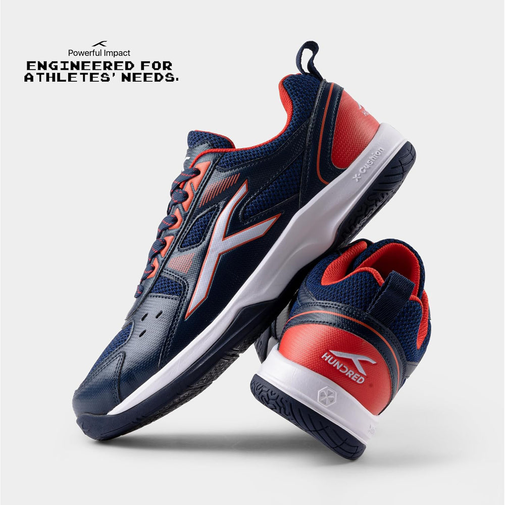 HUNDRED Raze Non-Marking Badminton Shoes | Lightweight Indoor Sports Shoes with X-Cushion, Active Grip Sole & Toe Assist Technology