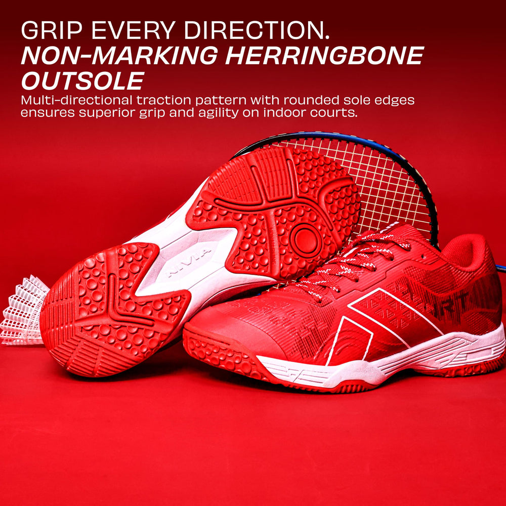 NIVIA Hy Court 3.0 Badminton Shoes – Mesh/TPU Upper, Duofoam Cushion, Non-marking Herringbone Sole | Lightweight Comfort, Secure Fit, For Indoor Court Sports - Best Price online Prokicksports.com