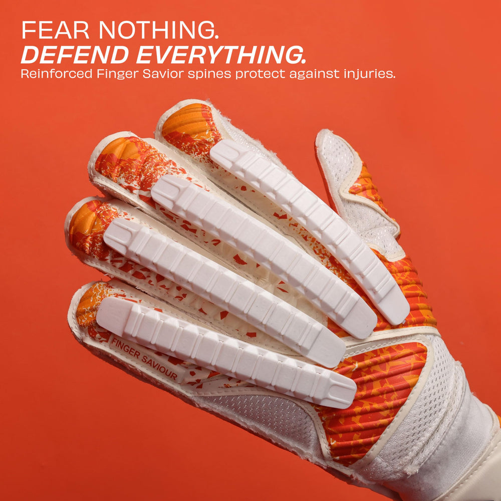 NIVIA Finger Saviour Football Goalkeeper Gloves (Orange/White)