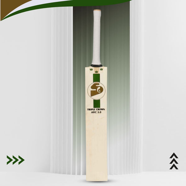 SG Triple Crown Arc 3.0 English Willow Cricket Bat – SH, Grade 3 Willow, Lightweight with Thick Edges, Ideal for Leather Ball Practice & Club Matches