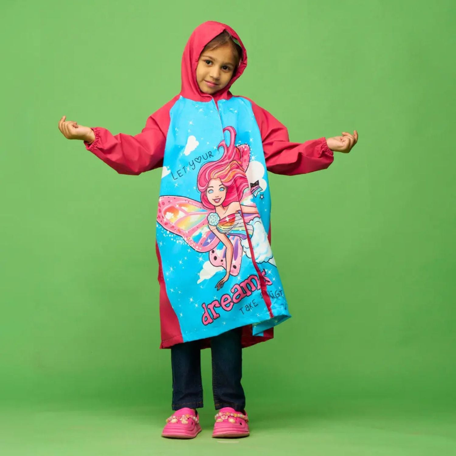 Zeel Barbie Fashionista Girls Raincoat | Waterproof Hooded Jacket for Kids | Cute & Stylish Rain Protection - Best Price online Prokicksports.com