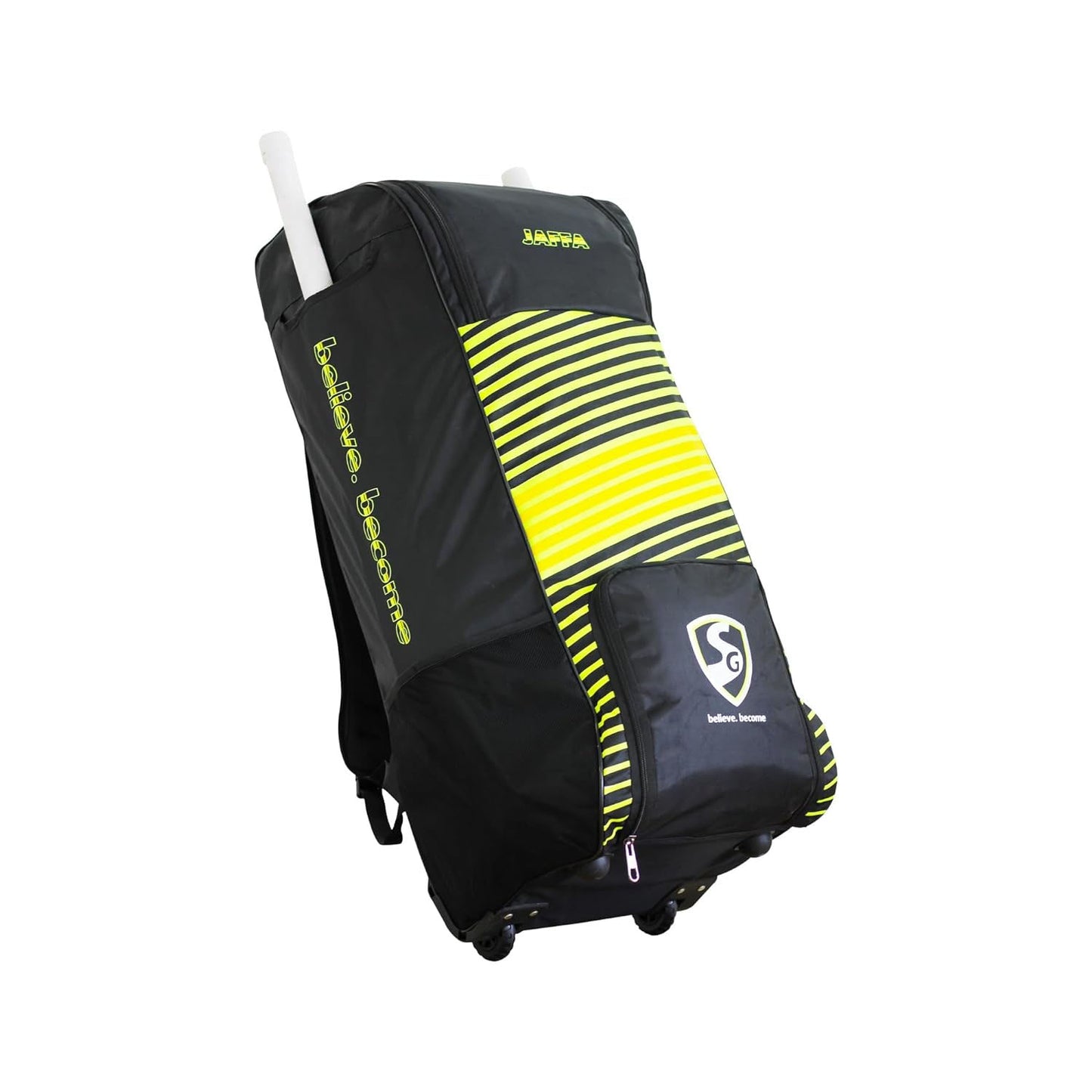 SG Jaffa Duffle Wheelie Cricket Kitbag, Large - Black/F.Yellow - Best Price online Prokicksports.com