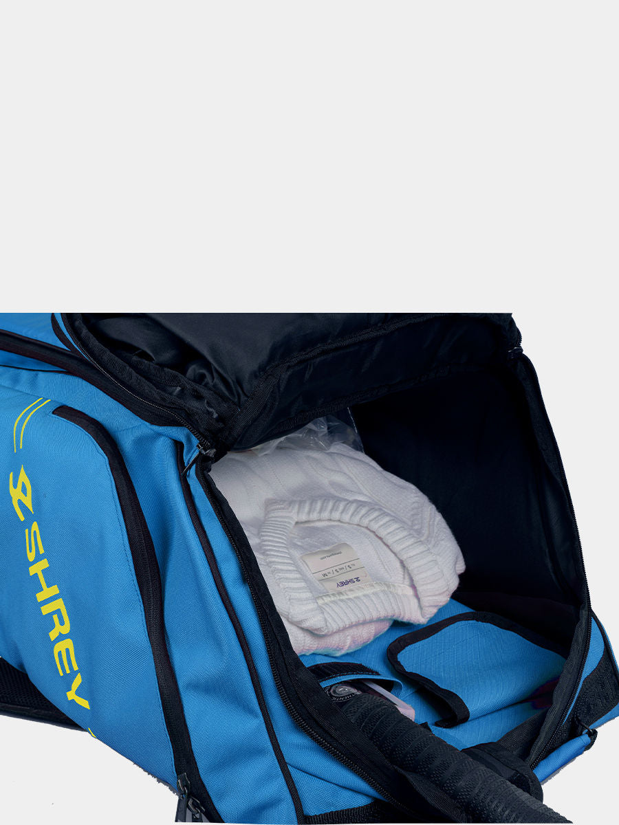 Shrey 3360 Legacy Duffle Wheelie 80 Cricket Kitbag | 2 Bat Capacity, Coated PU Fabric & Smooth Wheels - Best Price online Prokicksports.com