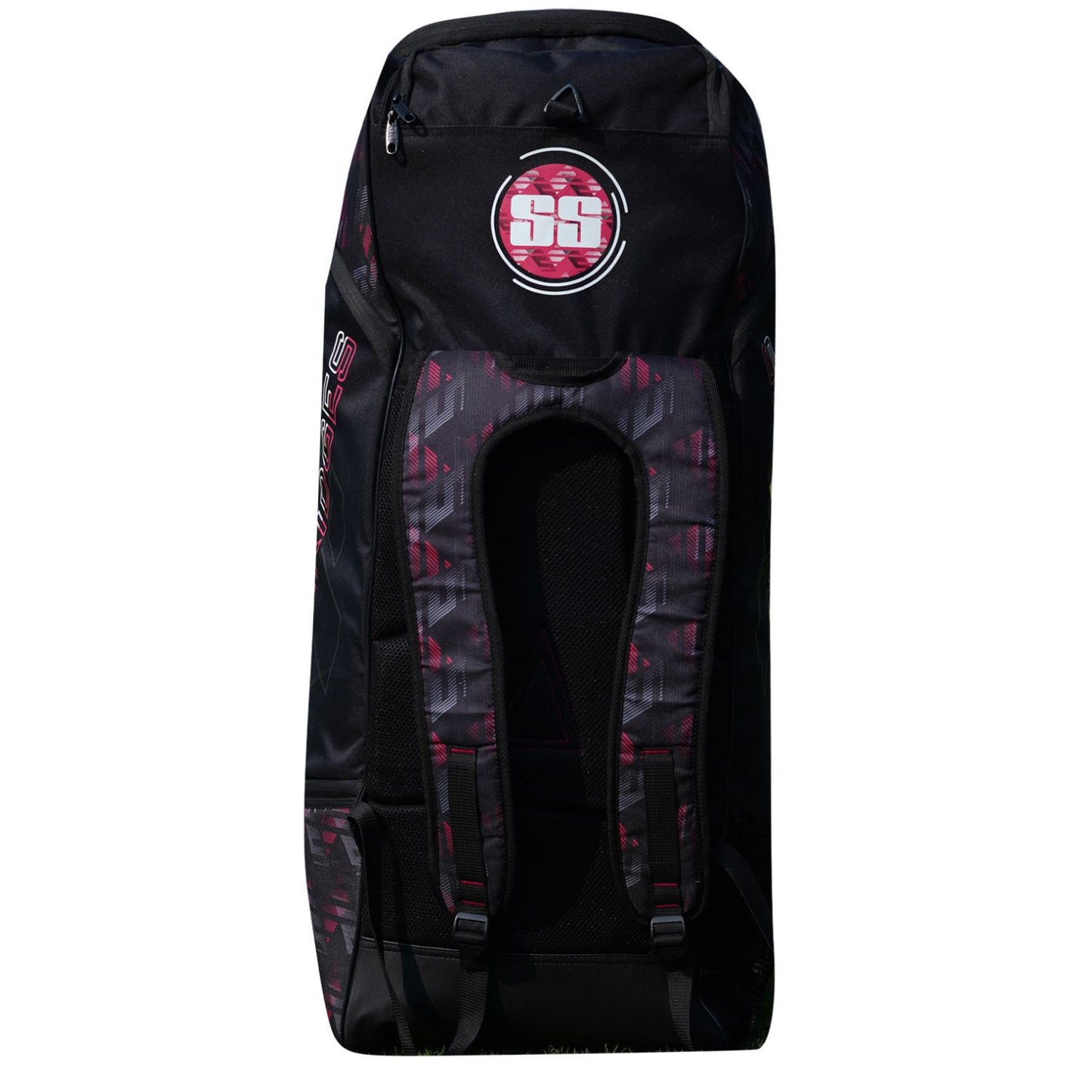 SS Player 3.0 Cricket Kit Bag (Black/Pink) | 600D Polyester | Multi-Compartment Design | Padded Shoulder Strap | Ventilated Shoe Pocket - Best Price online Prokicksports.com