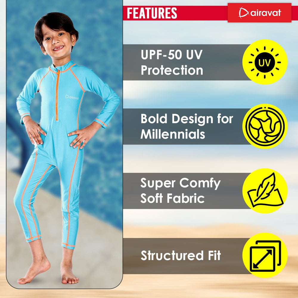Airavat 1508 Children's Full-Body Swimwear | UV Protection, Quick-Dry & Stretchable | Comfortable One-Piece Swimsuit for Boys & Girls