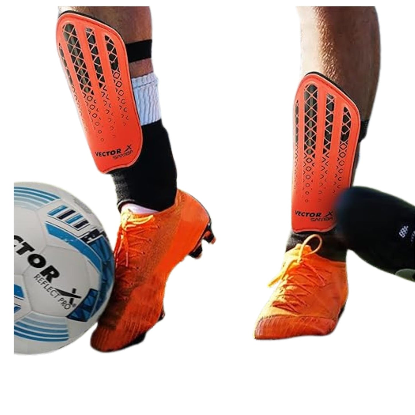 Vector X Samba Shin Pad for Football with Hard Shell, Foam Cushioning, Adjustable Straps and Ergonomic Fit for Safe Play and Training Protection - Best Price online Prokicksports.com