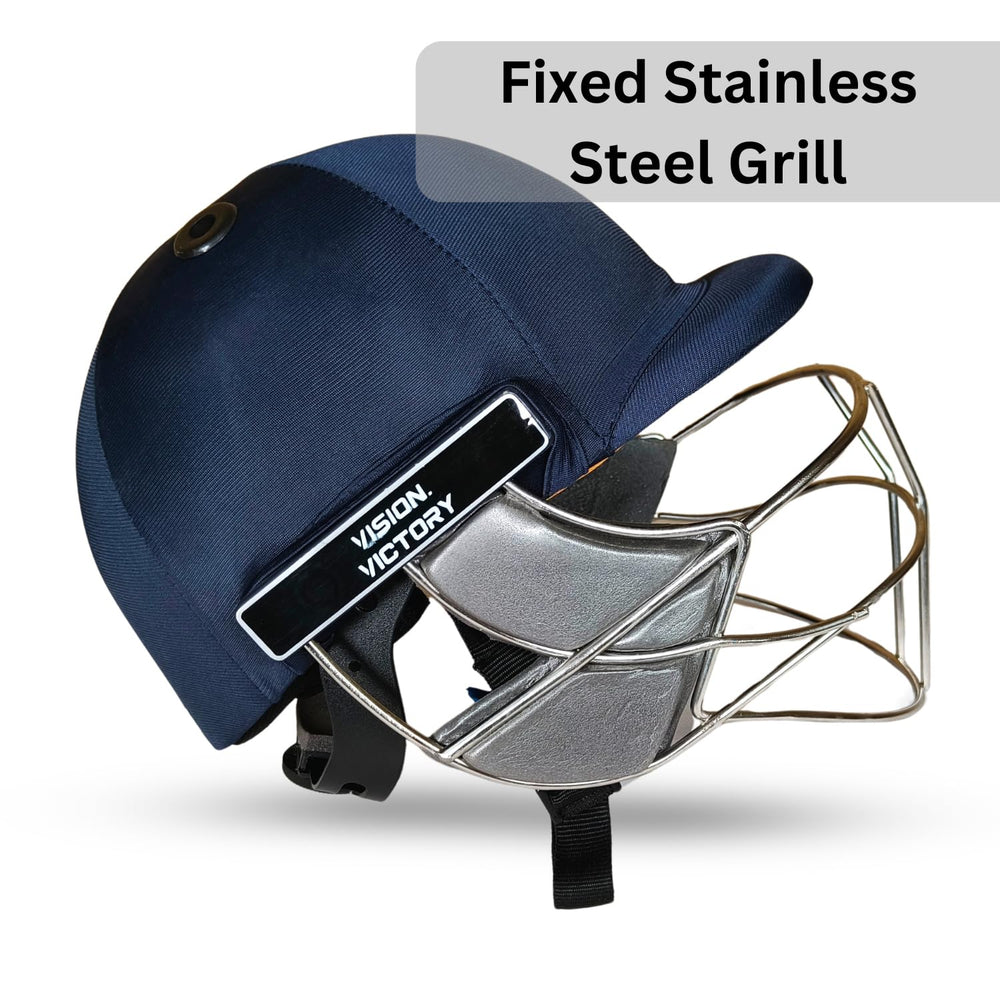 Prokick Shadow Cricket Helmet with Fixed Stainless Steel Grill, Navy - Best Price online Prokicksports.com