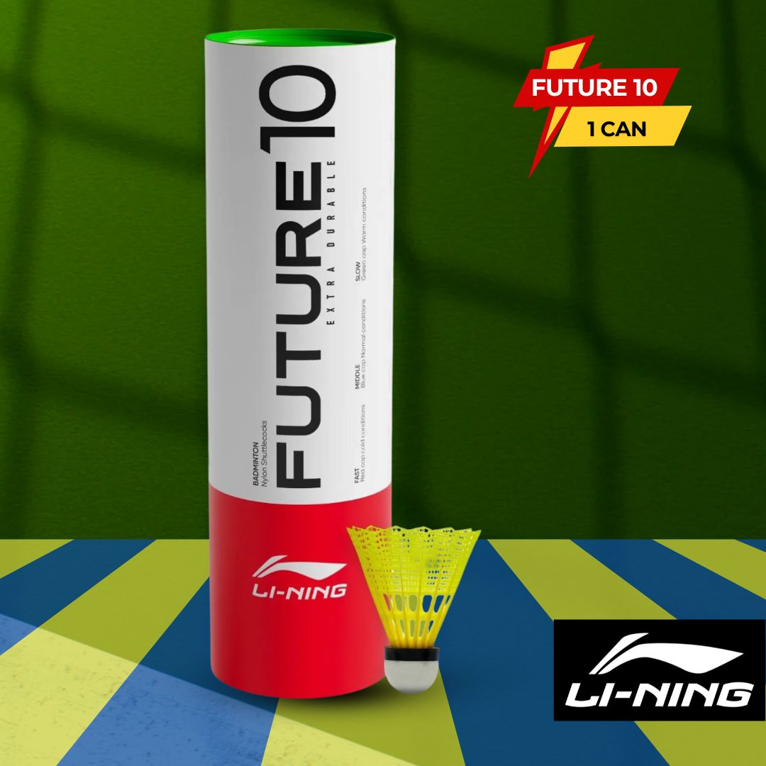 Li-Ning Future 10 Nylon Shuttlecock, Slow - Yellow (Green Cap, Pack of 6) - Best Price online Prokicksports.com