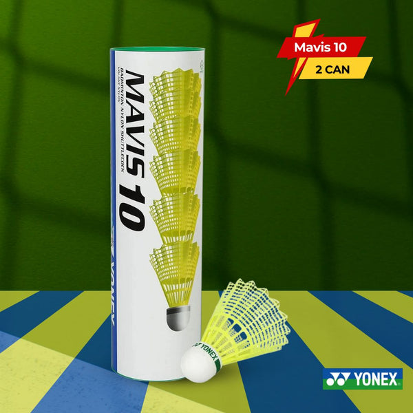 Yonex Mavis 10 Shuttle Cock (Yellow) - Green Cap (2 cans)