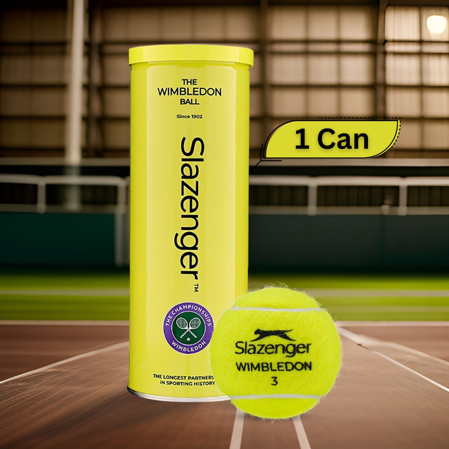 Slazenger Wimbledon Tennis Balls Can (1 Can) - Best Price online Prokicksports.com