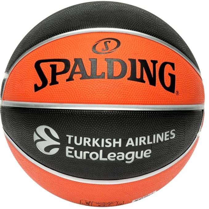 Spalding Euro Turkish Airlines Varsity TF 150 29.5" Rubber Moulded Indoor/Outdoor Basketball with Butyl Bladder (Black/Orange) Size 7 - Best Price online Prokicksports.com