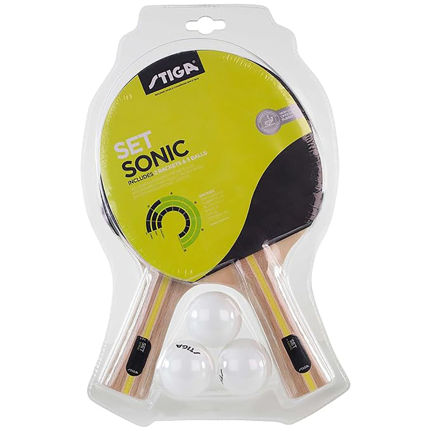 Stiga Sonic Table Tennis Set (Model 32165) – 2 Bats & 3 Balls | ITTF-Approved Rubber | 5-Ply Allround Blade | For Beginners & Recreational Play - Best Price online Prokicksports.com