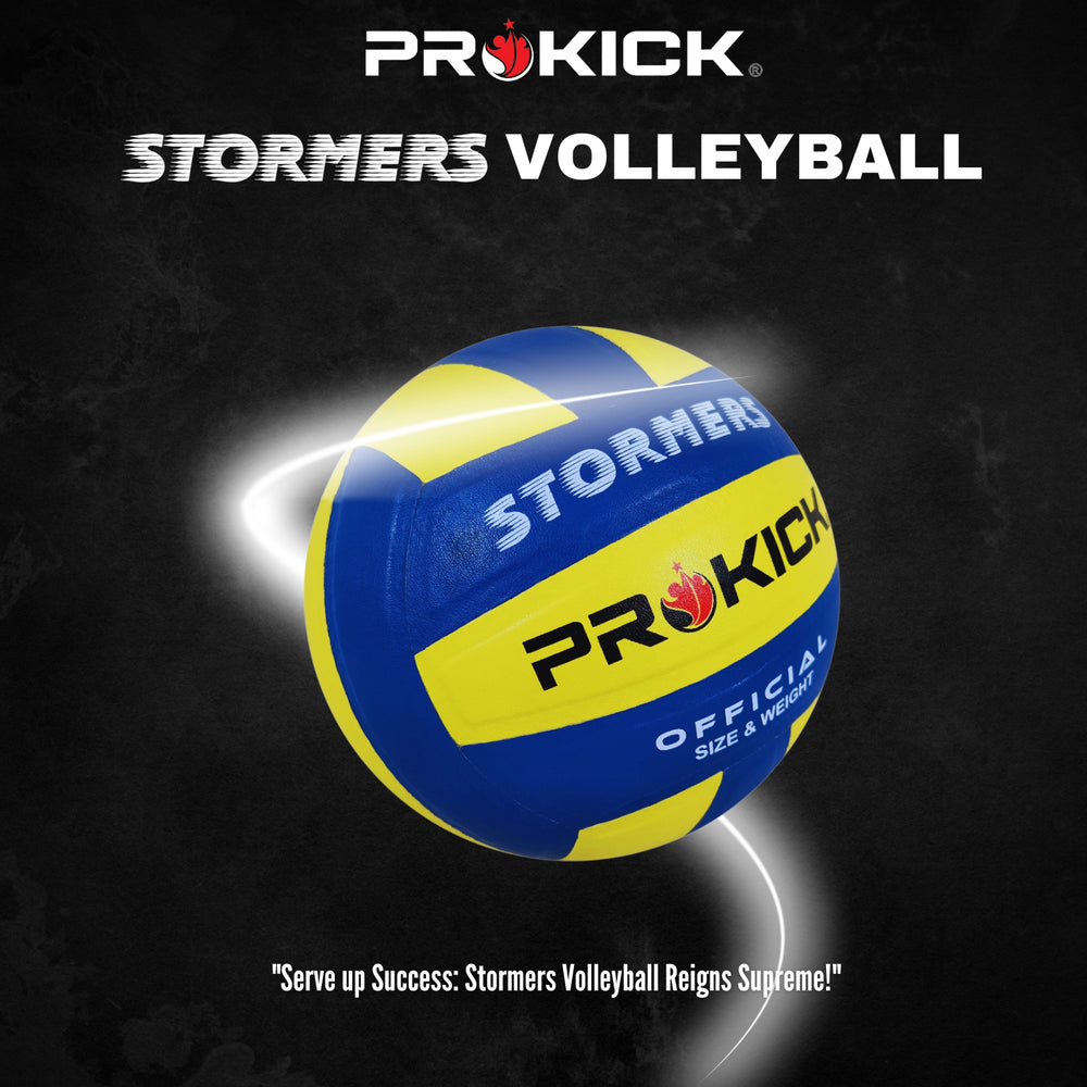 Prokick Stormers PU Pasted 18 Panels Volleyball, Blue/Yellow (Size 4) - Best Price online Prokicksports.com