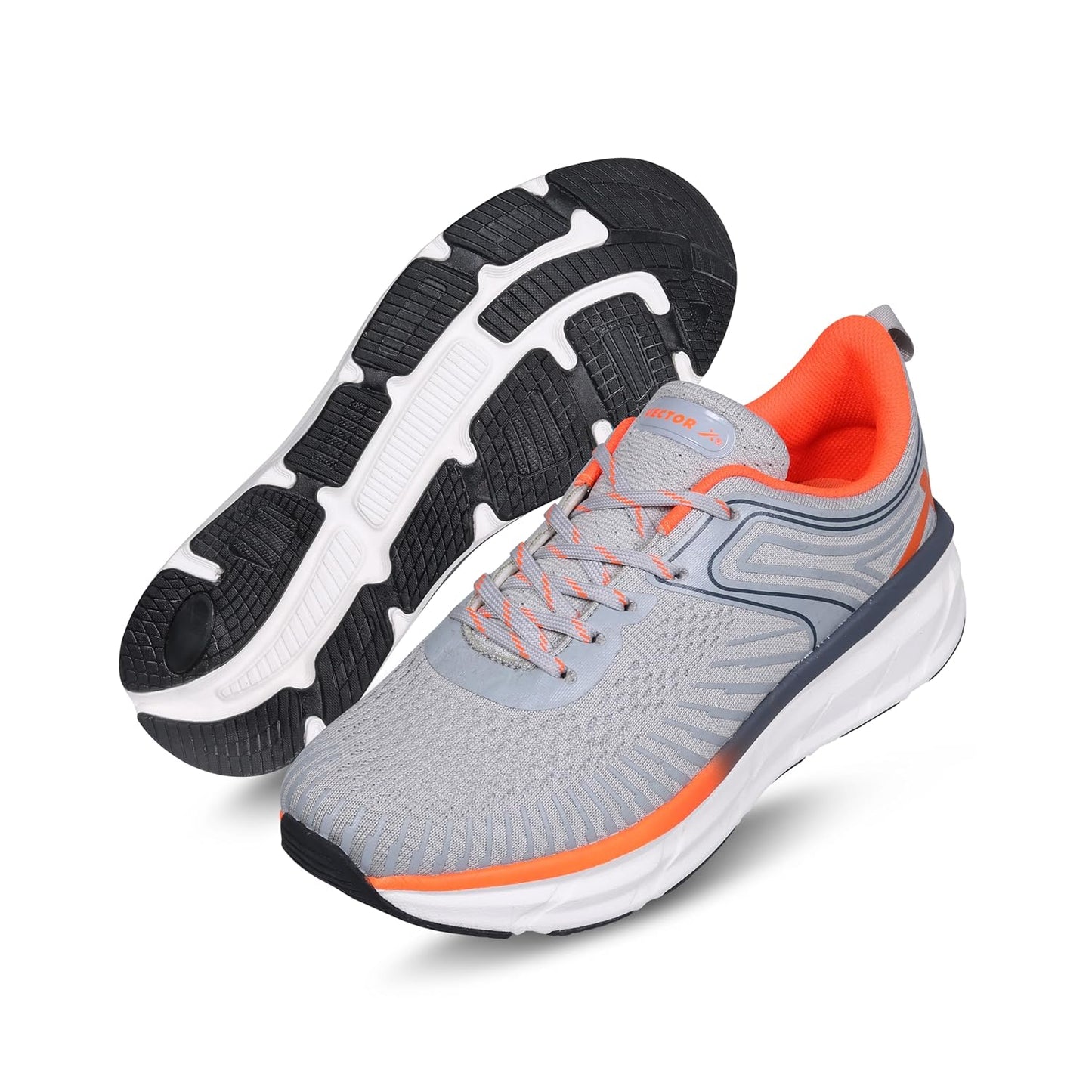 Vector X Stride Jogging Shoe, Grey/Orange | Lightweight Sports Shoes for Men | Comfortable Trainers for Running, Walking & Gym - Best Price online Prokicksports.com
