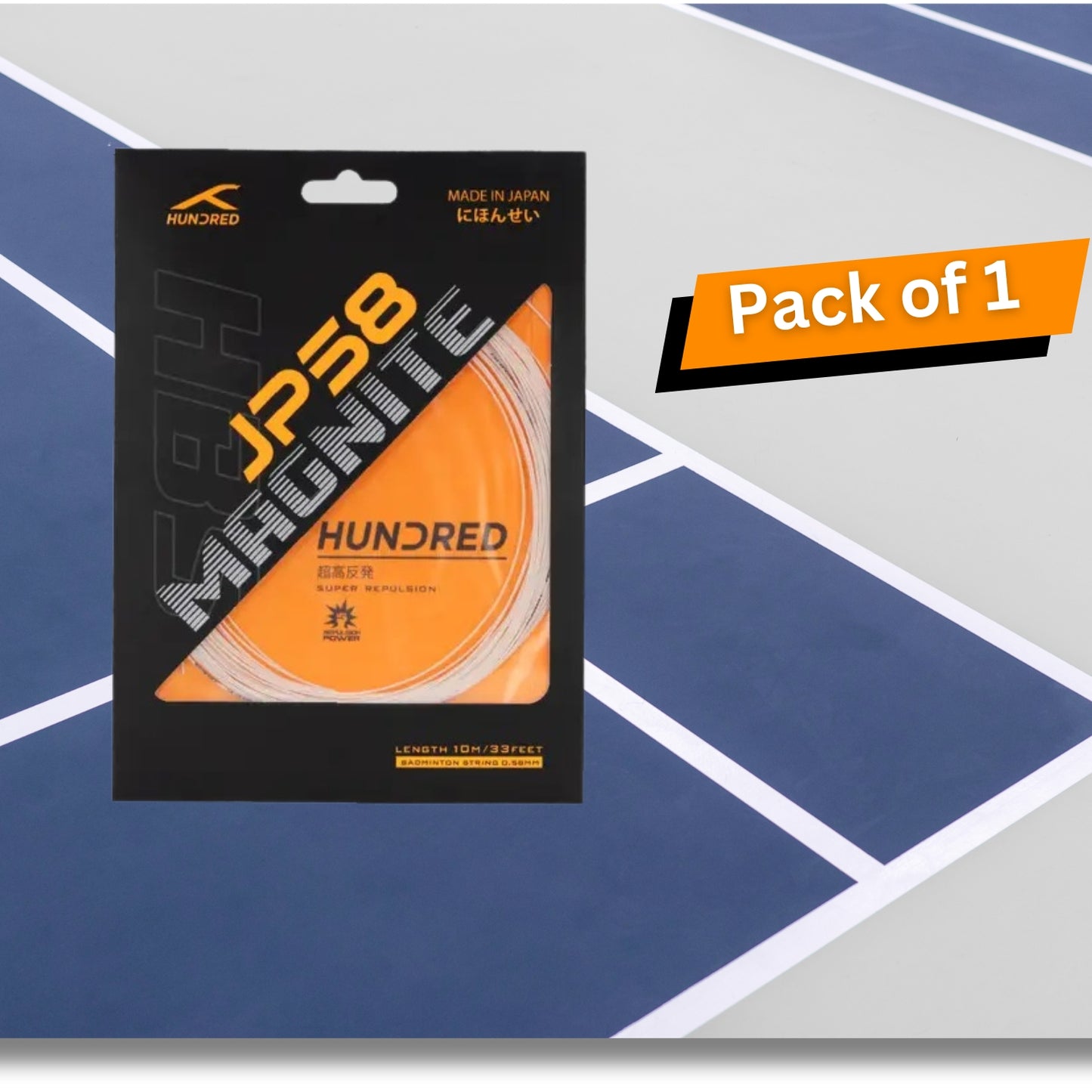 HUNDRED JP 58 Magnite Badminton String 0.65mm – Lightweight High-Speed Repulsion String for Quick Drives, Control, and Aggressive Badminton Players - Best Price online Prokicksports.com