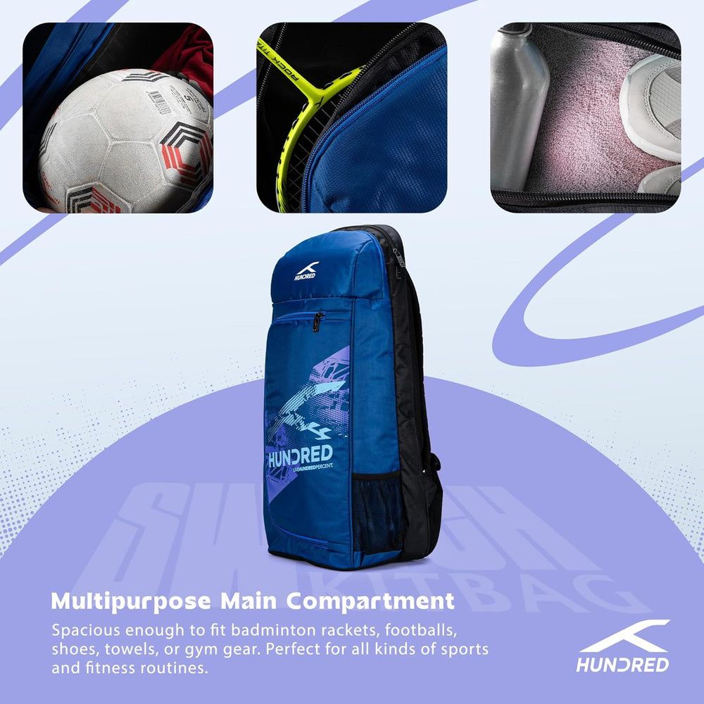 Hundred Switch Pack Cricket Kit Bag – Lightweight Cricket Duffle Bag with Bat Pocket, Shoe Compartment & Easy Access Design for Daily Practice - Best Price online Prokicksports.com