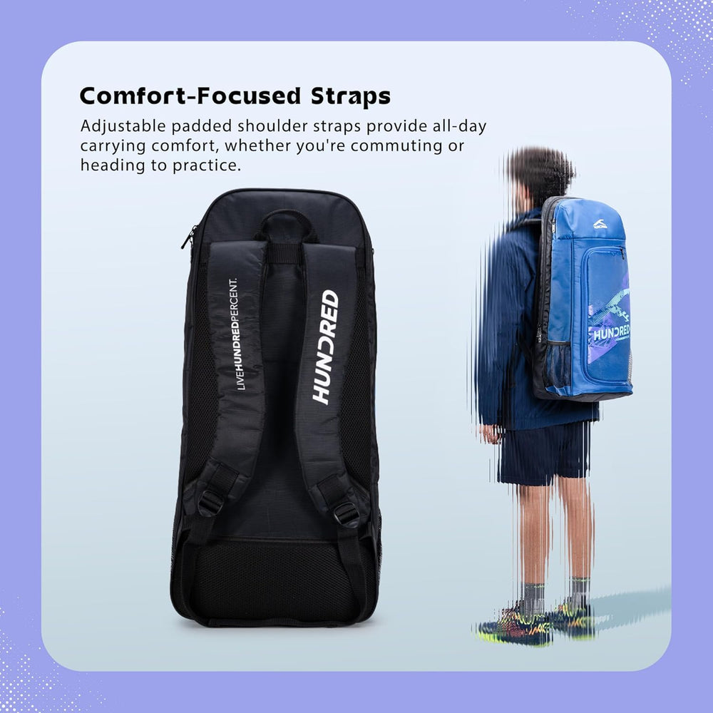 Hundred Switch Pack Cricket Kit Bag – Lightweight Cricket Duffle Bag with Bat Pocket, Shoe Compartment & Easy Access Design for Daily Practice - Best Price online Prokicksports.com