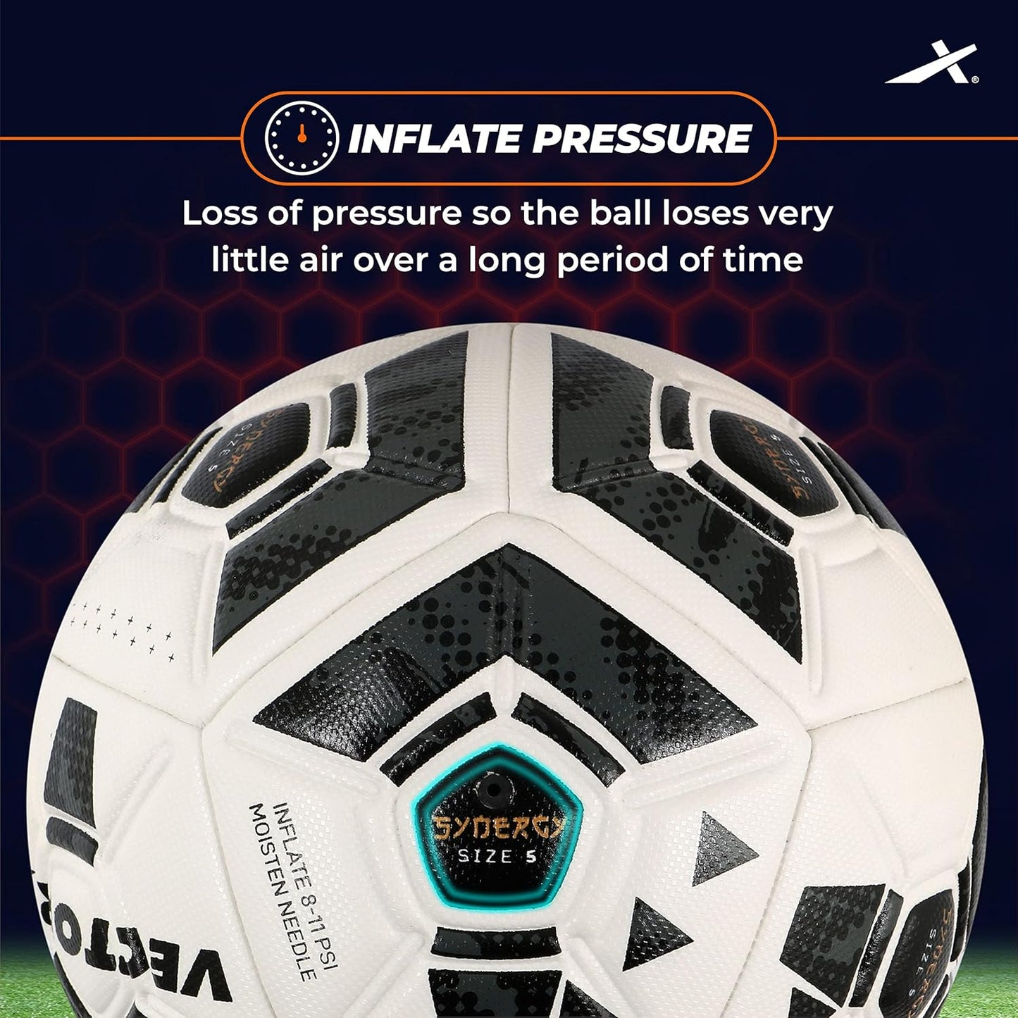 Vector X Synergy Thermo Fusion Football | Size 5 | Seamless PU Surface, Rubber Bladder, High Air Retention for Match & Training – All Weather Use - Best Price online Prokicksports.com
