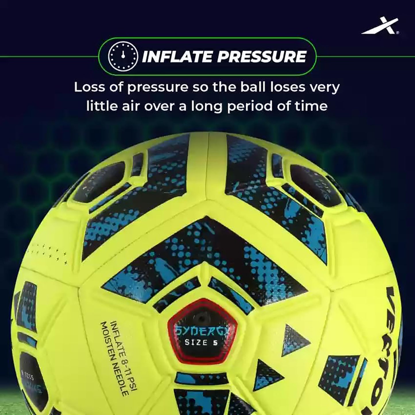 Vector X Synergy Thermo Fusion Football | Size 5 | Seamless PU Surface, Rubber Bladder, High Air Retention for Match & Training – All Weather Use - Best Price online Prokicksports.com