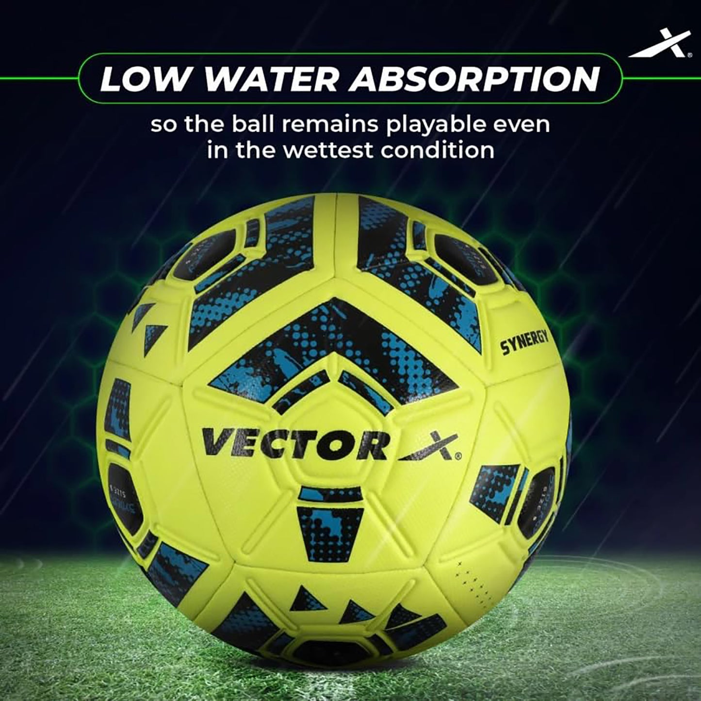 Vector X Synergy Thermo Fusion Football | Size 5 | Seamless PU Surface, Rubber Bladder, High Air Retention for Match & Training – All Weather Use - Best Price online Prokicksports.com