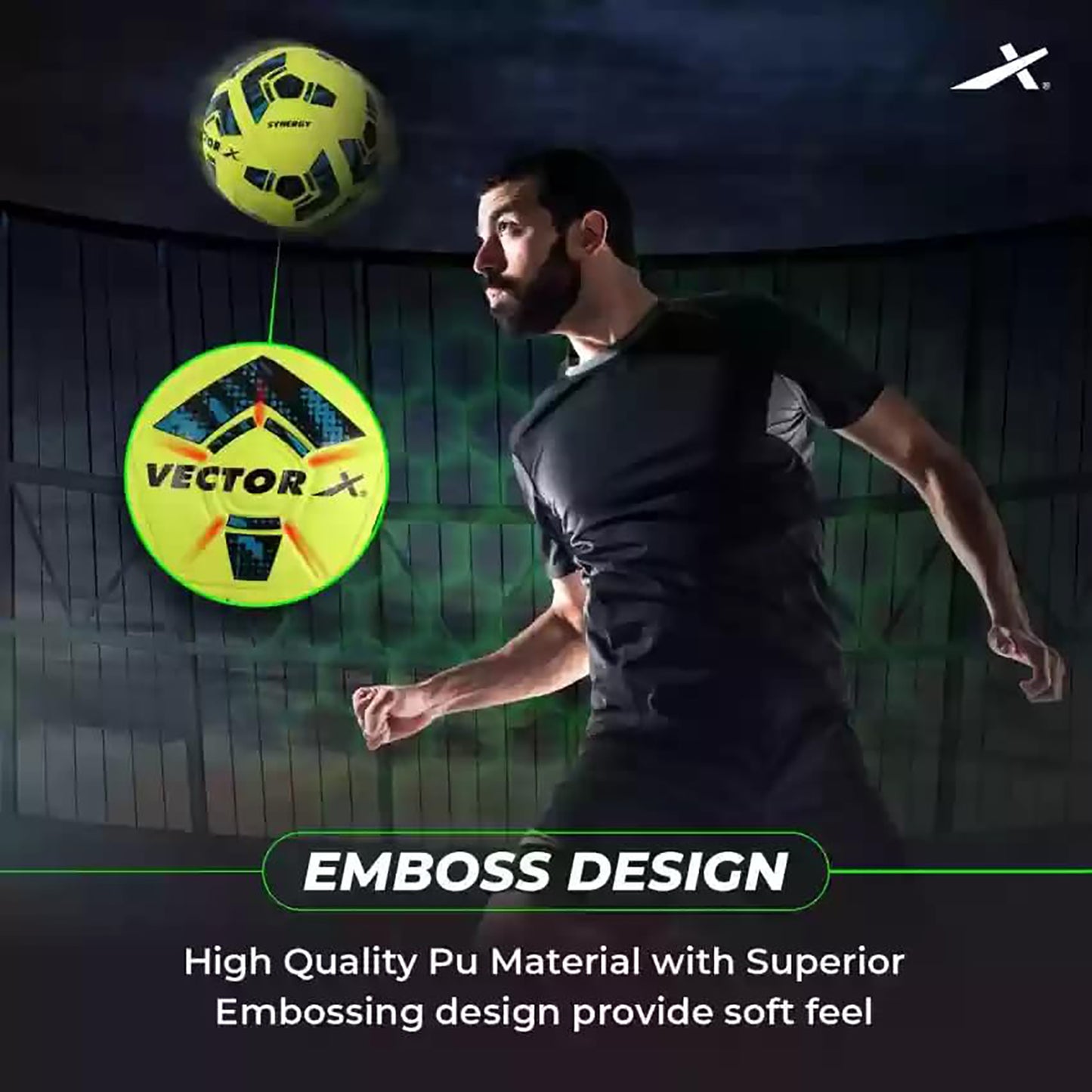 Vector X Synergy Thermo Fusion Football | Size 5 | Seamless PU Surface, Rubber Bladder, High Air Retention for Match & Training – All Weather Use - Best Price online Prokicksports.com