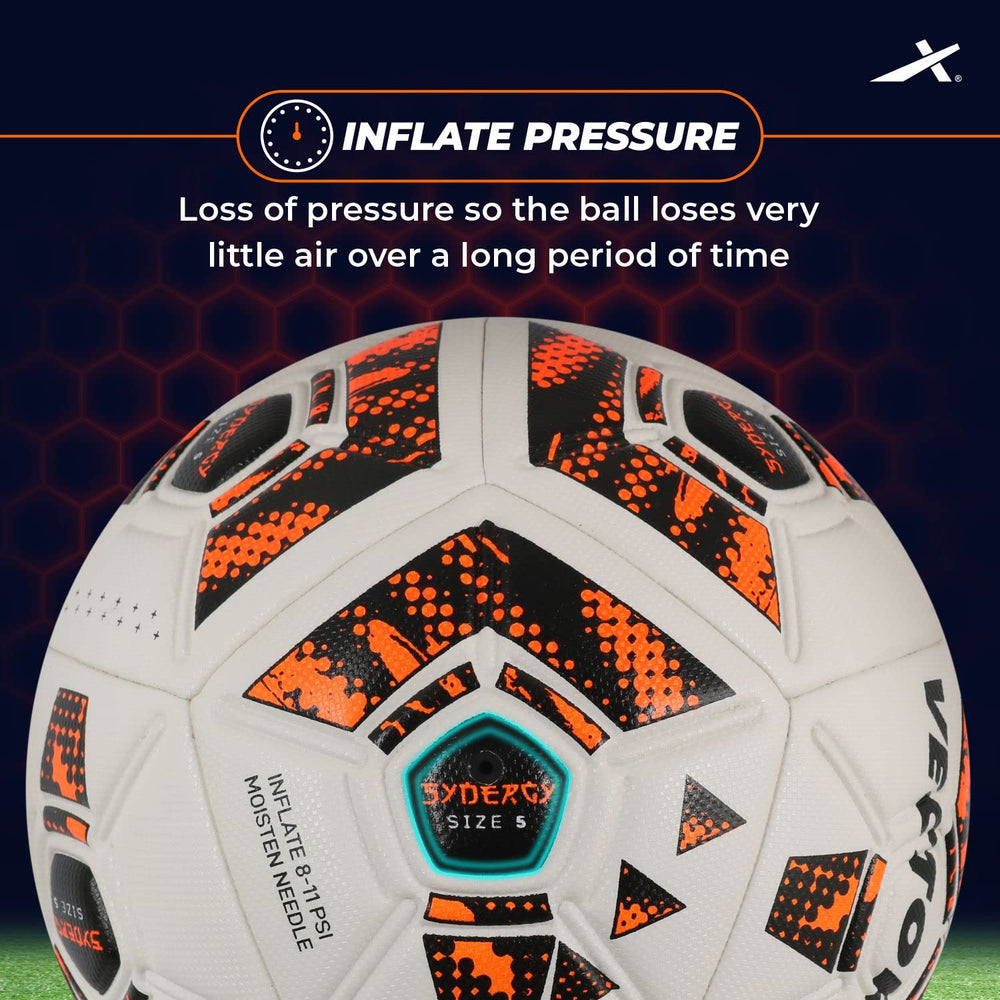 Vector X Synergy Thermo Fusion Football | Size 5 | Seamless PU Surface, Rubber Bladder, High Air Retention for Match & Training – All Weather Use - Best Price online Prokicksports.com