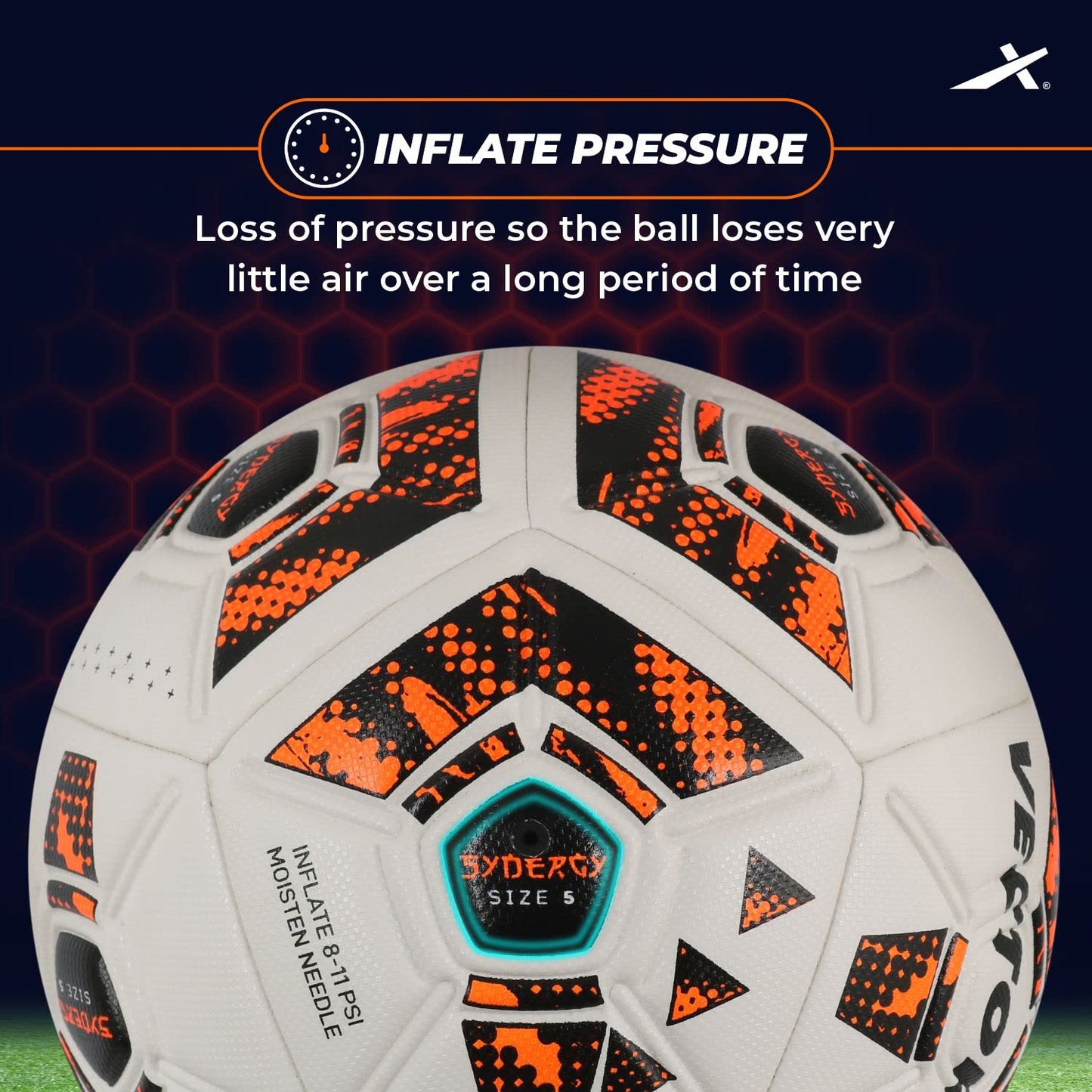 Vector X Synergy Thermo Fusion Football | Size 5 | Seamless PU Surface, Rubber Bladder, High Air Retention for Match & Training – All Weather Use - Best Price online Prokicksports.com