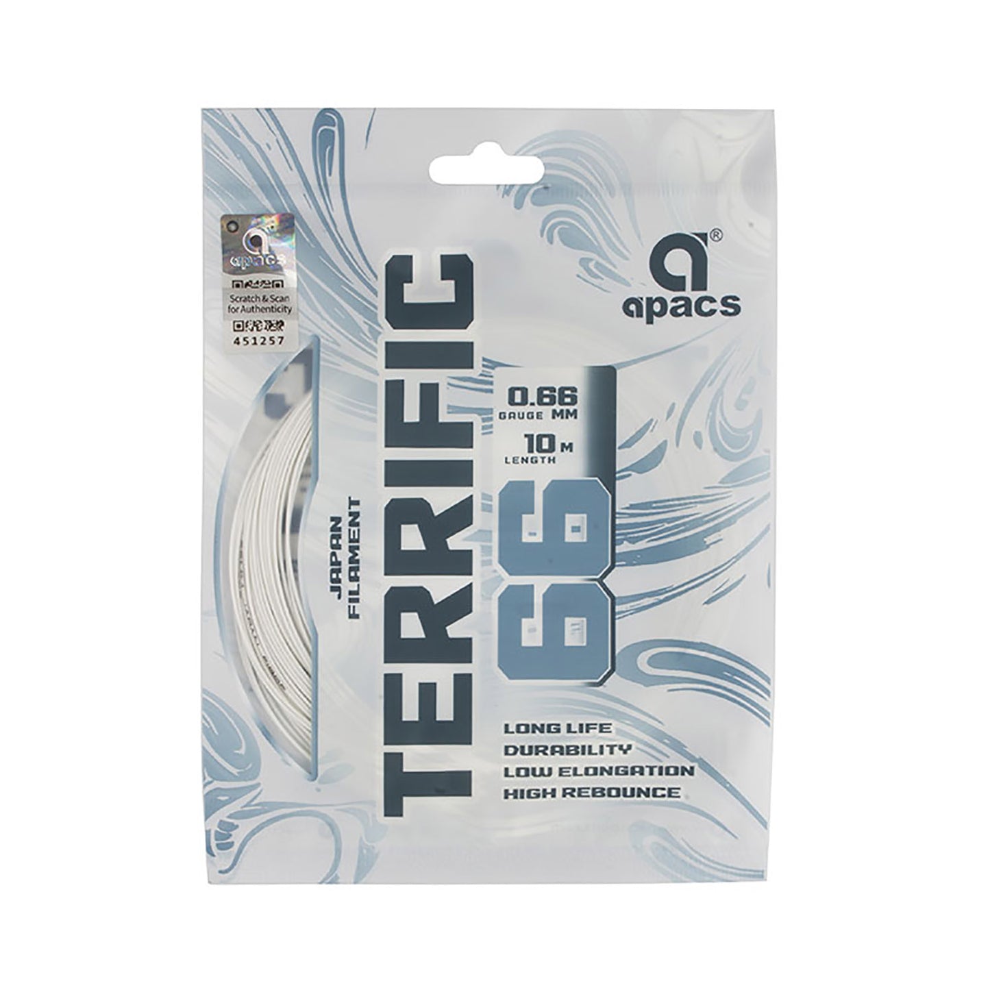 Apacs Terrific 66 Badminton String Assorted Colors – High Repulsion Durable Performance String for Fast, Powerful, and Control-Oriented Players - Best Price online Prokicksports.com