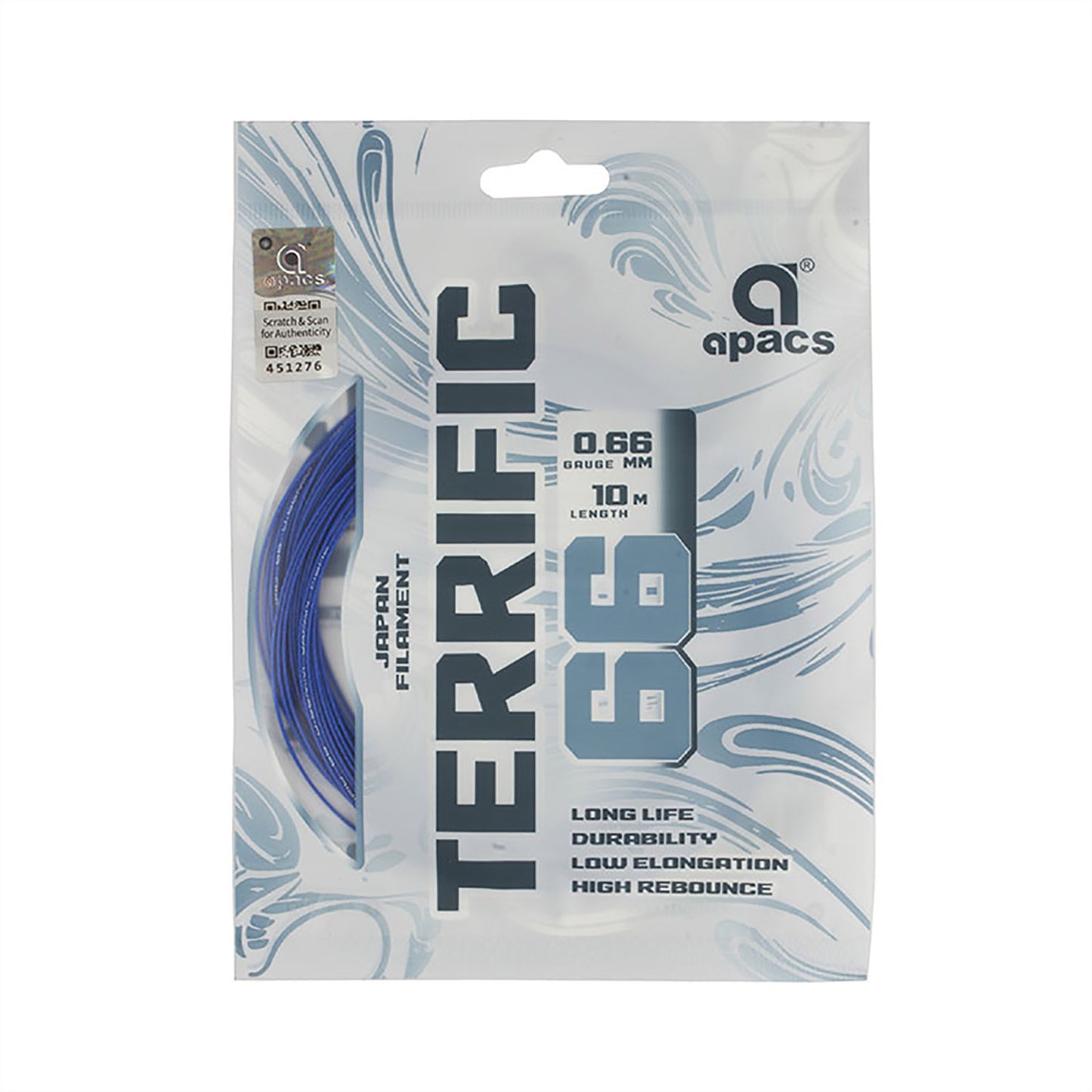 Apacs Terrific 66 Badminton String Assorted Colors – High Repulsion Durable Performance String for Fast, Powerful, and Control-Oriented Players - Best Price online Prokicksports.com