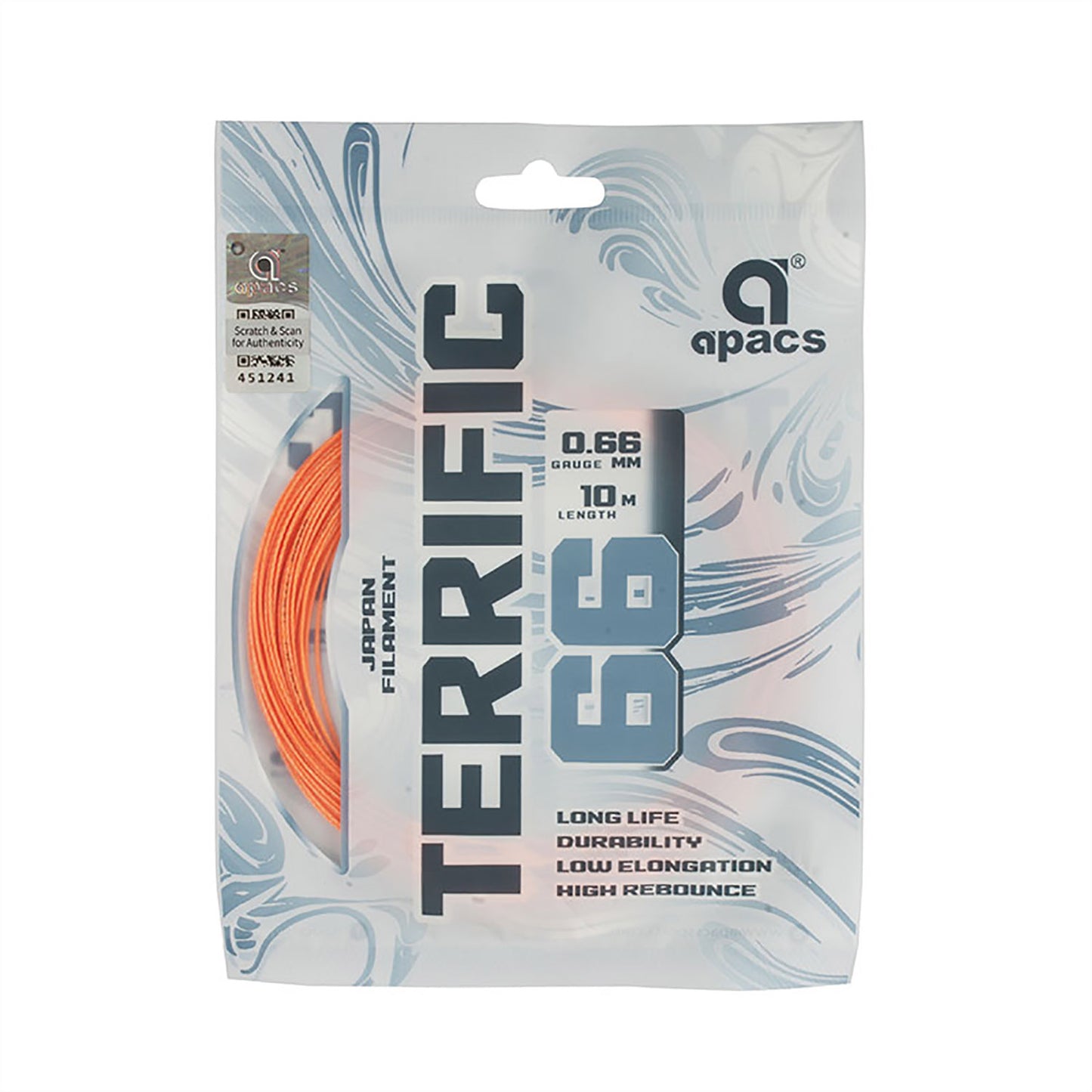 Apacs Terrific 66 Badminton String Assorted Colors – High Repulsion Durable Performance String for Fast, Powerful, and Control-Oriented Players - Best Price online Prokicksports.com