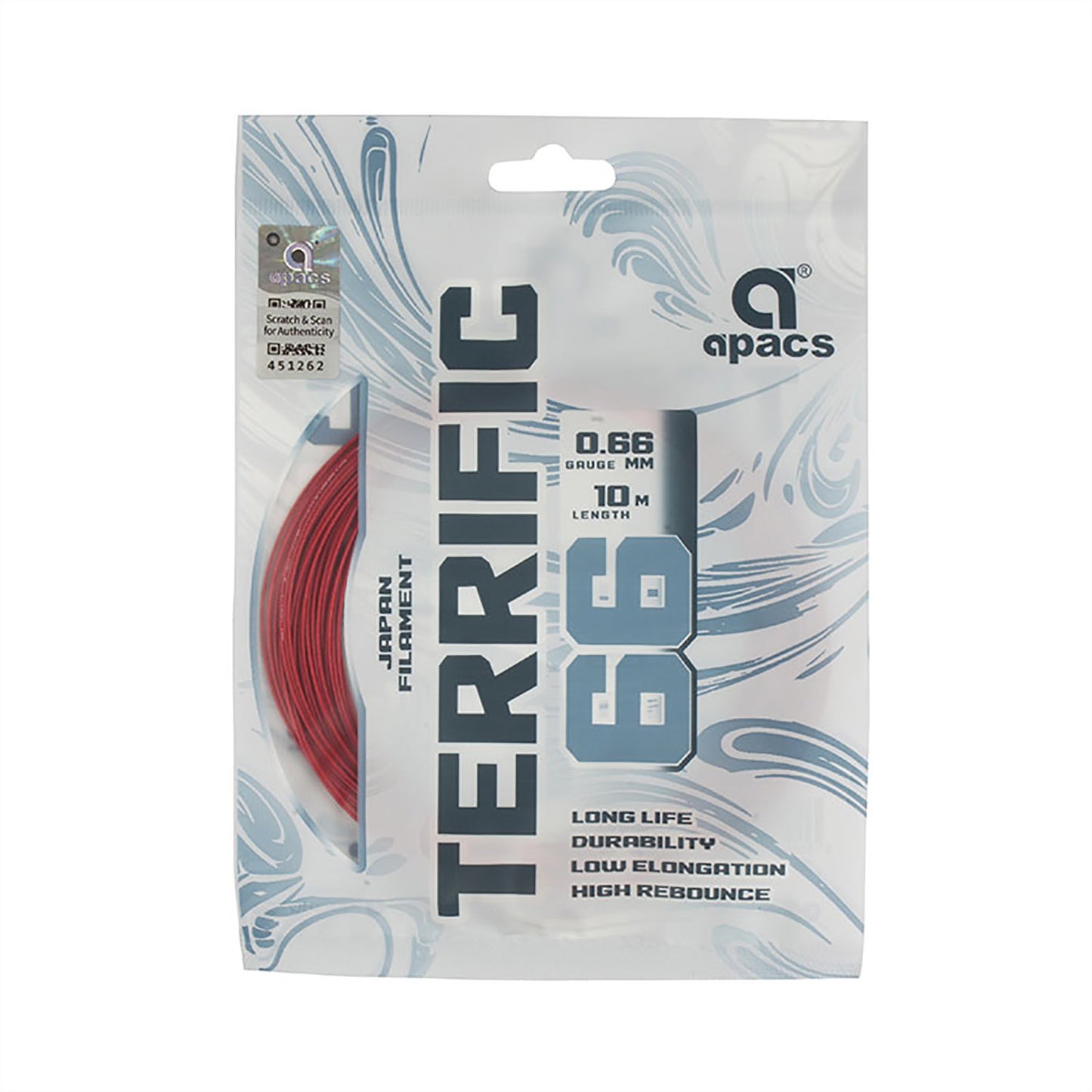 Apacs Terrific 66 Badminton String Assorted Colors – High Repulsion Durable Performance String for Fast, Powerful, and Control-Oriented Players - Best Price online Prokicksports.com