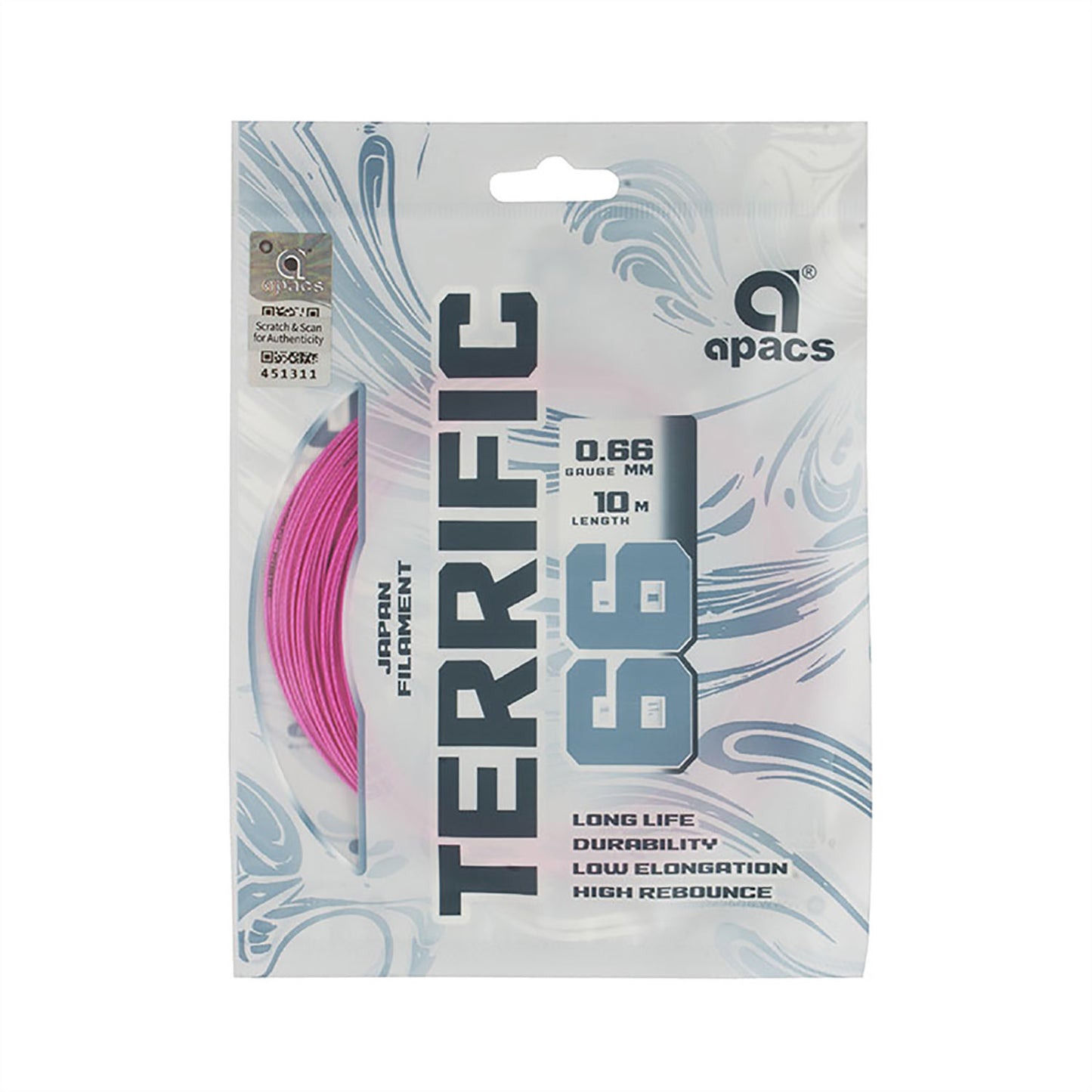 Apacs Terrific 66 Badminton String Assorted Colors – High Repulsion Durable Performance String for Fast, Powerful, and Control-Oriented Players - Best Price online Prokicksports.com