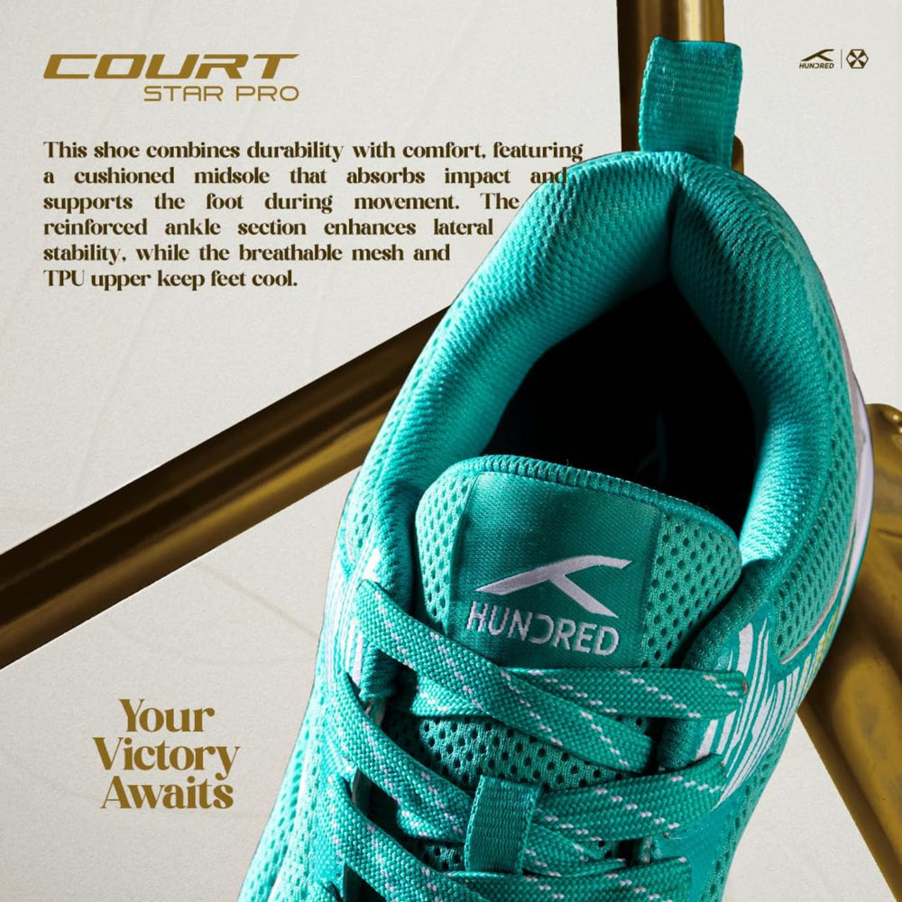 Hundred Court Star Pro Non-Marking Shoes | Multi-Sport Indoor Court Shoes | Lightweight Gum Rubber Sole | For Badminton, Squash, Table Tennis & Volleyball (Men/Women) - Best Price online Prokicksports.com