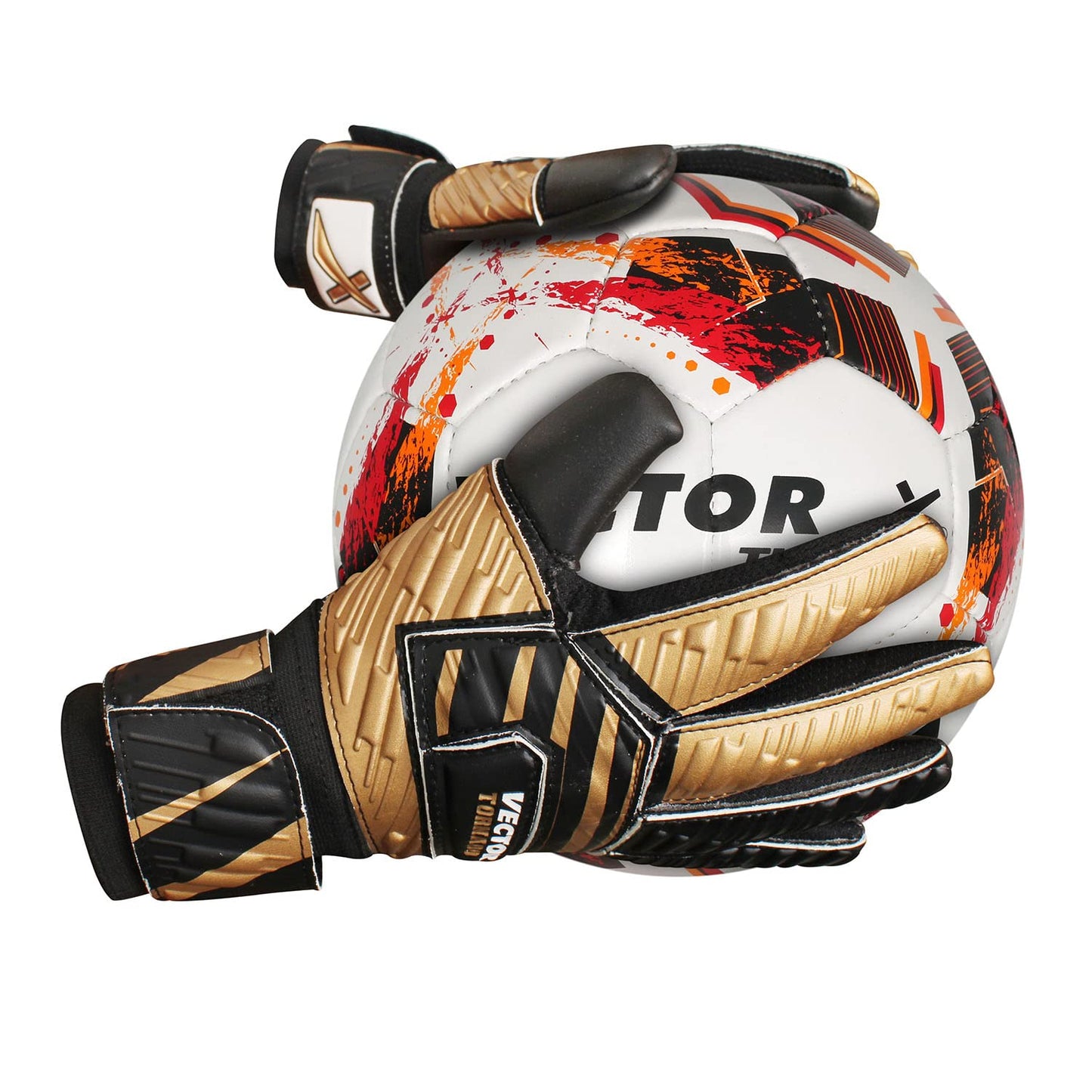 Vector X Tornado Goal Keeper Gloves with Strong Grip Latex Palm, Finger Support, Breathable Fit for Football Match & Training – All Weather Play - Best Price online Prokicksports.com