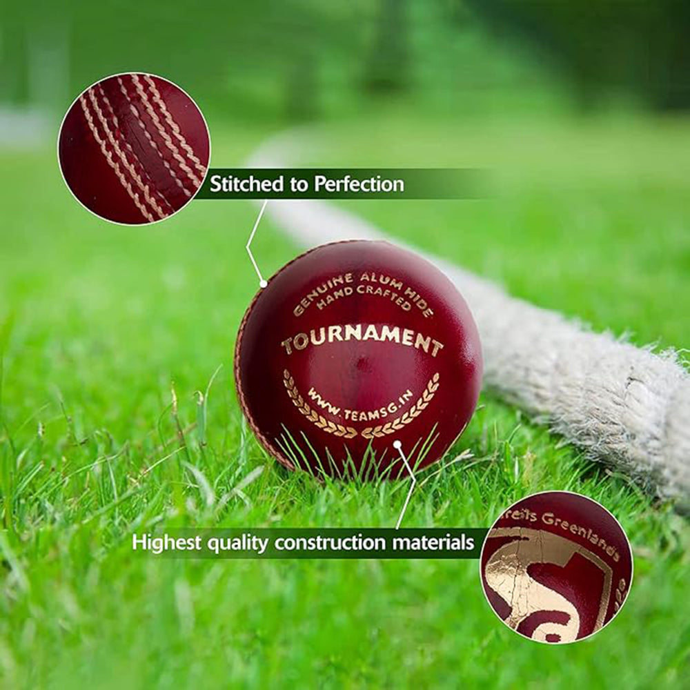 SG Tournament Red Cricket Leather Ball- High-Quality Match Ball for Professional & Club Cricket - 1 Piece - Best Price online Prokicksports.com
