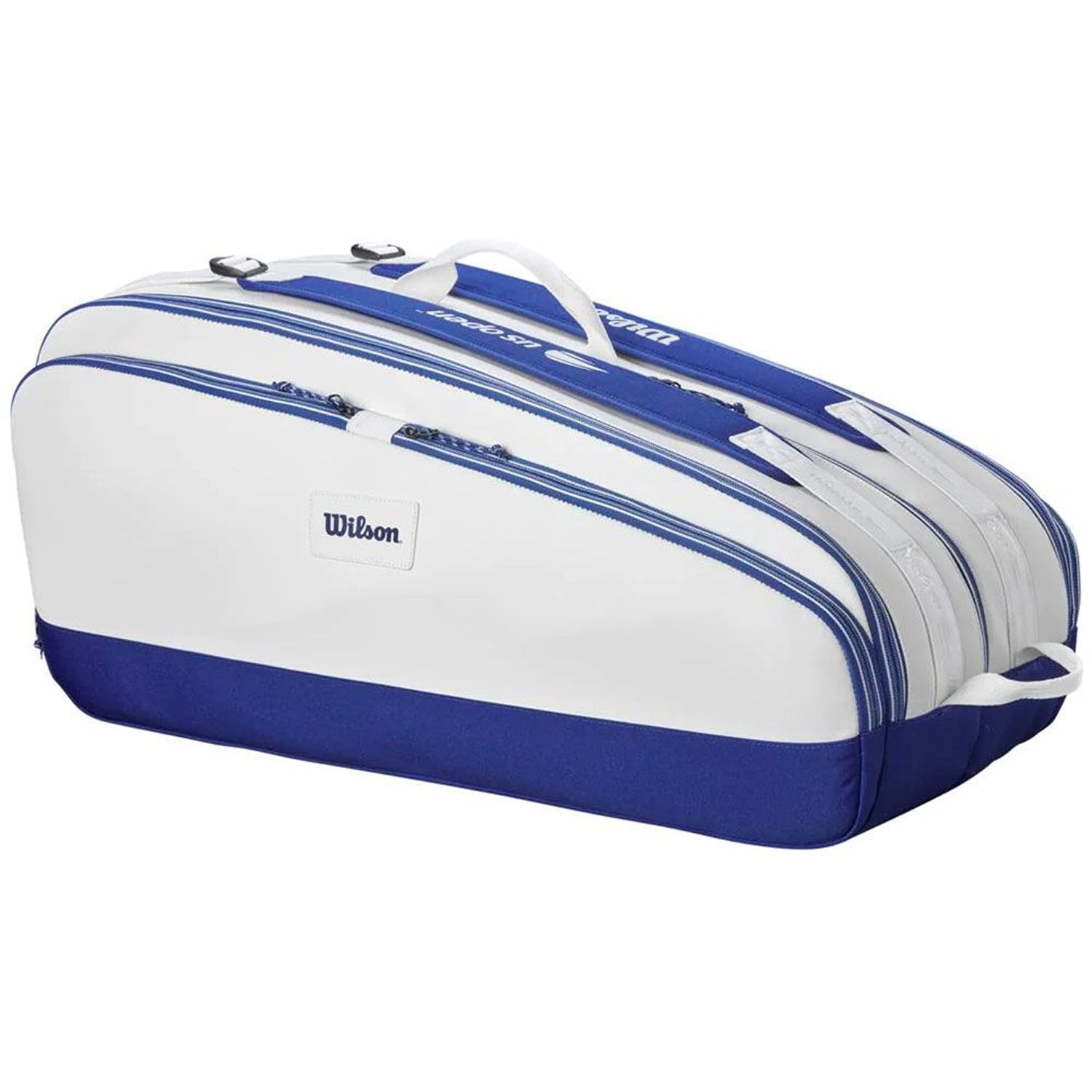 Wilson US OPEN 2023 Tour 12 Pack Racquet Bag, White/Blue