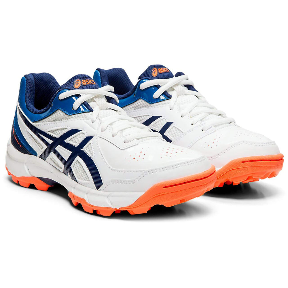 ASICS Unisex Kid’s White/Blue Cricket Shoes – Lightweight Cushioned Sports Shoes with Superior Grip, Breathability & Support for Junior Cricketers - Best Price online Prokicksports.com
