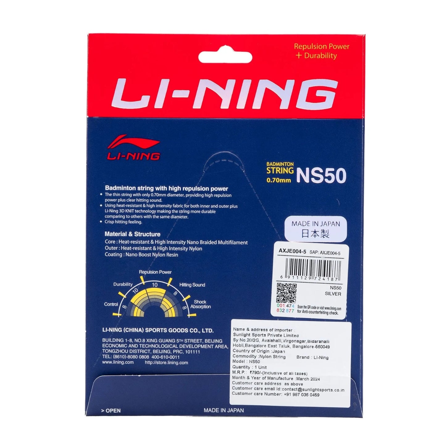 Li-Ning NS50 Badminton String (0.70mm) - Best Price online Prokicksports.com
