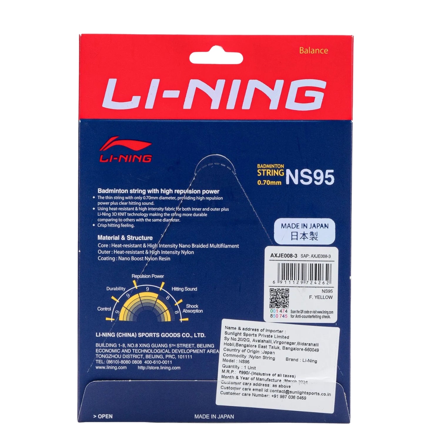 Li-Ning NS95 Badminton String (0.70mm) - Best Price online Prokicksports.com