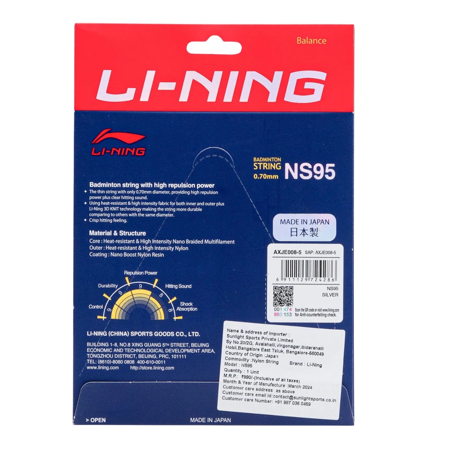 Li-Ning NS95 Badminton String (0.70mm) - Best Price online Prokicksports.com