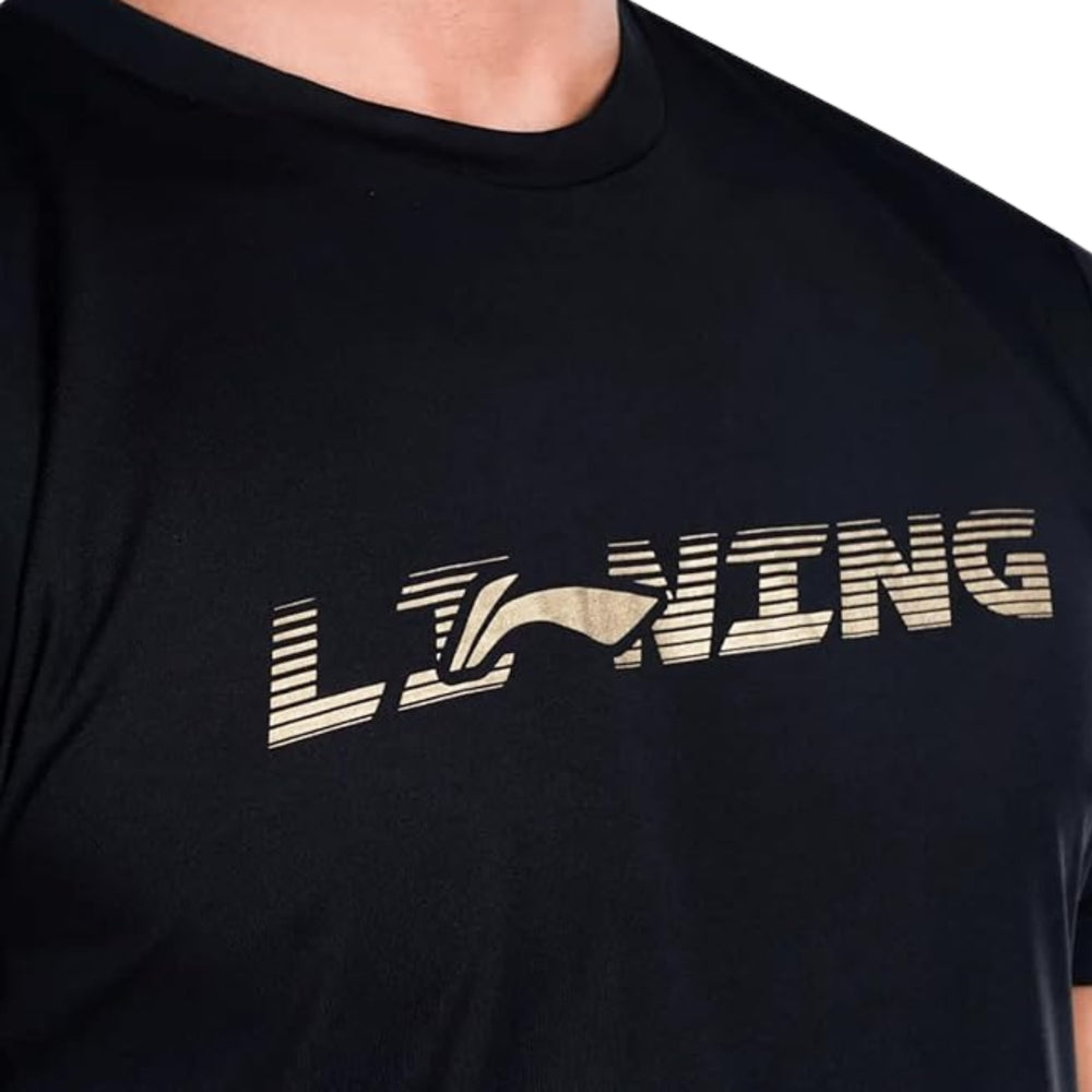 Li-Ning ATSU847-5 Men’s R-Neck Badminton T-Shirt – Black/Silver | Lightweight, Breathable & Quick-Dry Sportswear for Training and Matches - Best Price online Prokicksports.com