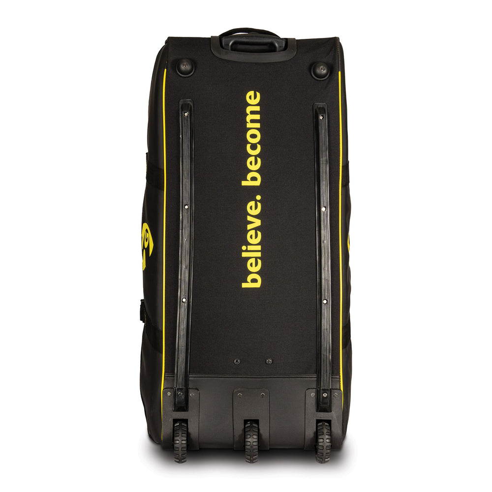 SG V12 Premium Wheelie Cricket Kit Bag – Black/Yellow, Large Trolley Gear Bag with Heavy-Duty Wheels for Pro Players and Match Travel - Best Price online Prokicksports.com