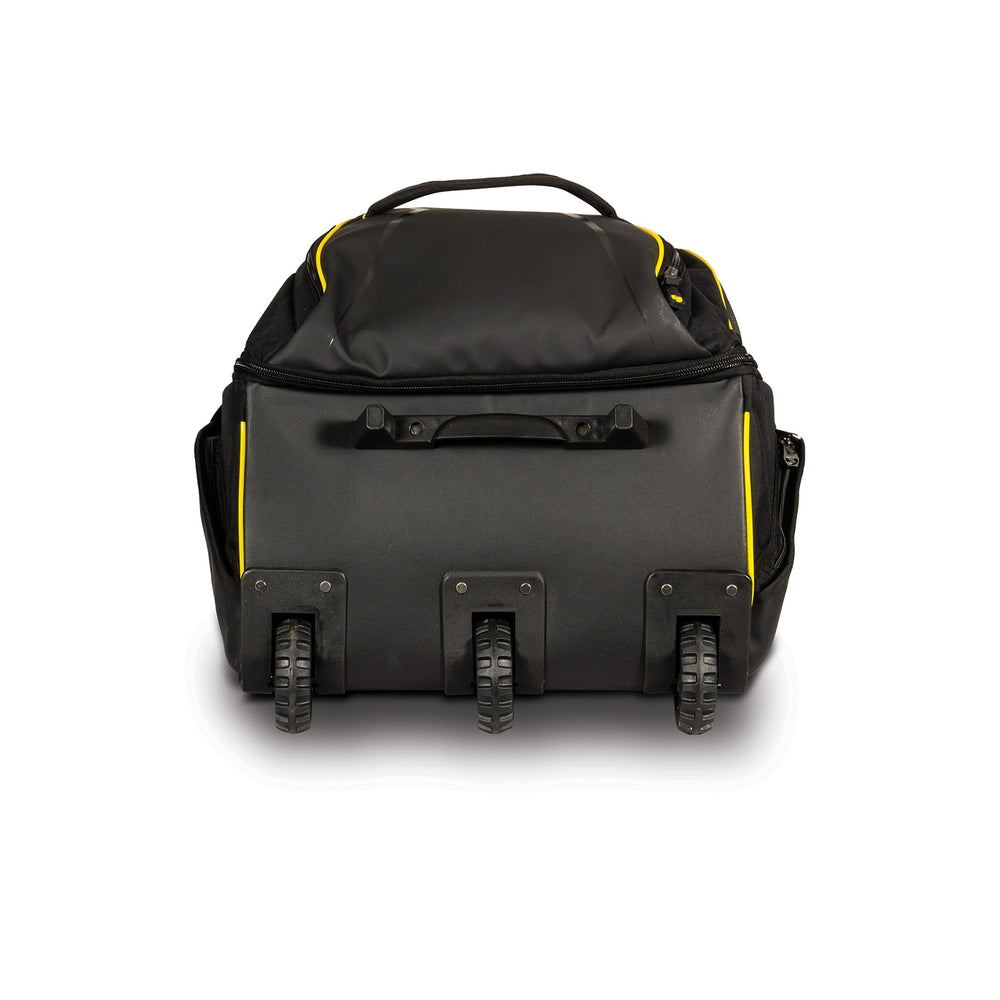 SG V12 Premium Wheelie Cricket Kit Bag – Black/Yellow, Large Trolley Gear Bag with Heavy-Duty Wheels for Pro Players and Match Travel - Best Price online Prokicksports.com