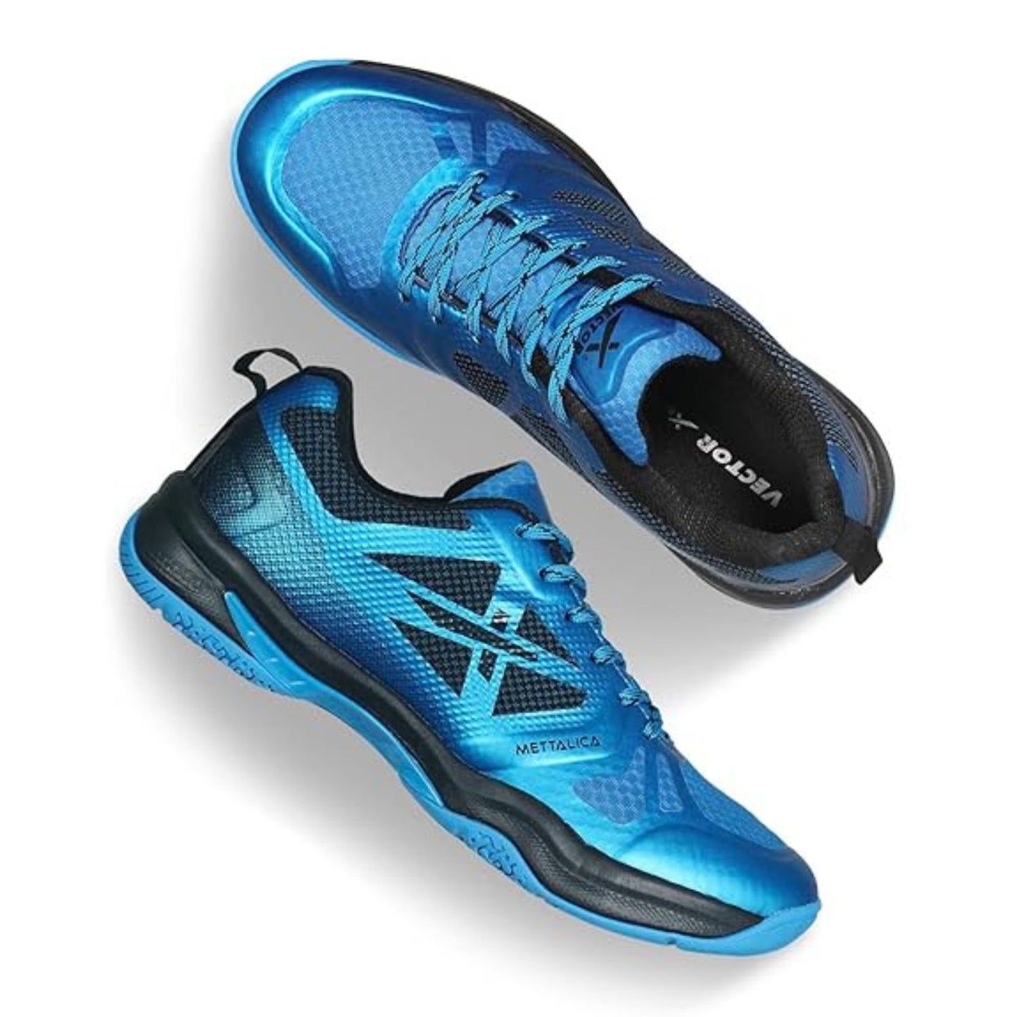 Vector X Mettalica Non-Marking Badminton Shoes | HexaGrip Outsole | Breathable Mesh | Cushioned Midsole | Lightweight Design - Best Price online Prokicksports.com