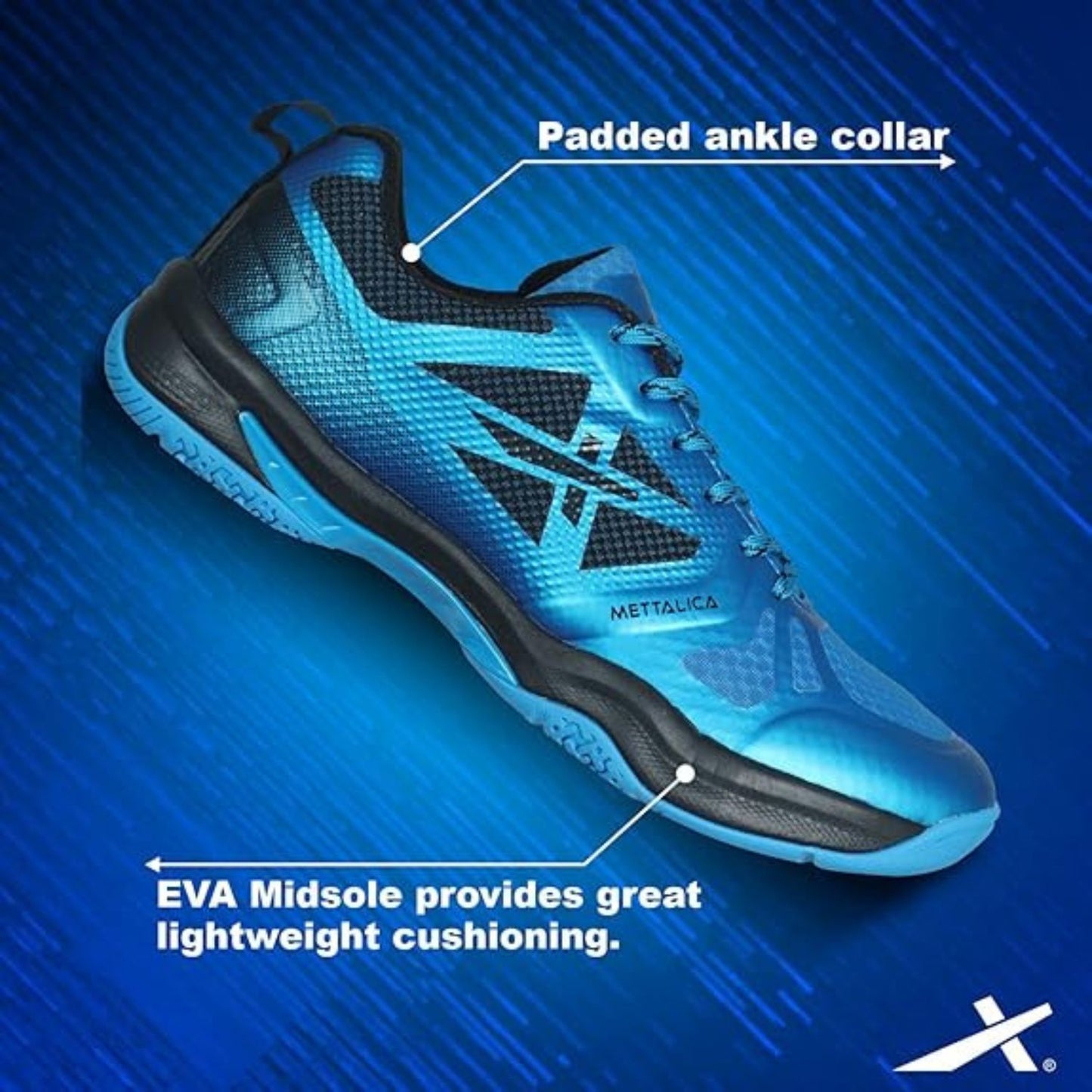 Vector X Mettalica Non-Marking Badminton Shoes | HexaGrip Outsole | Breathable Mesh | Cushioned Midsole | Lightweight Design - Best Price online Prokicksports.com
