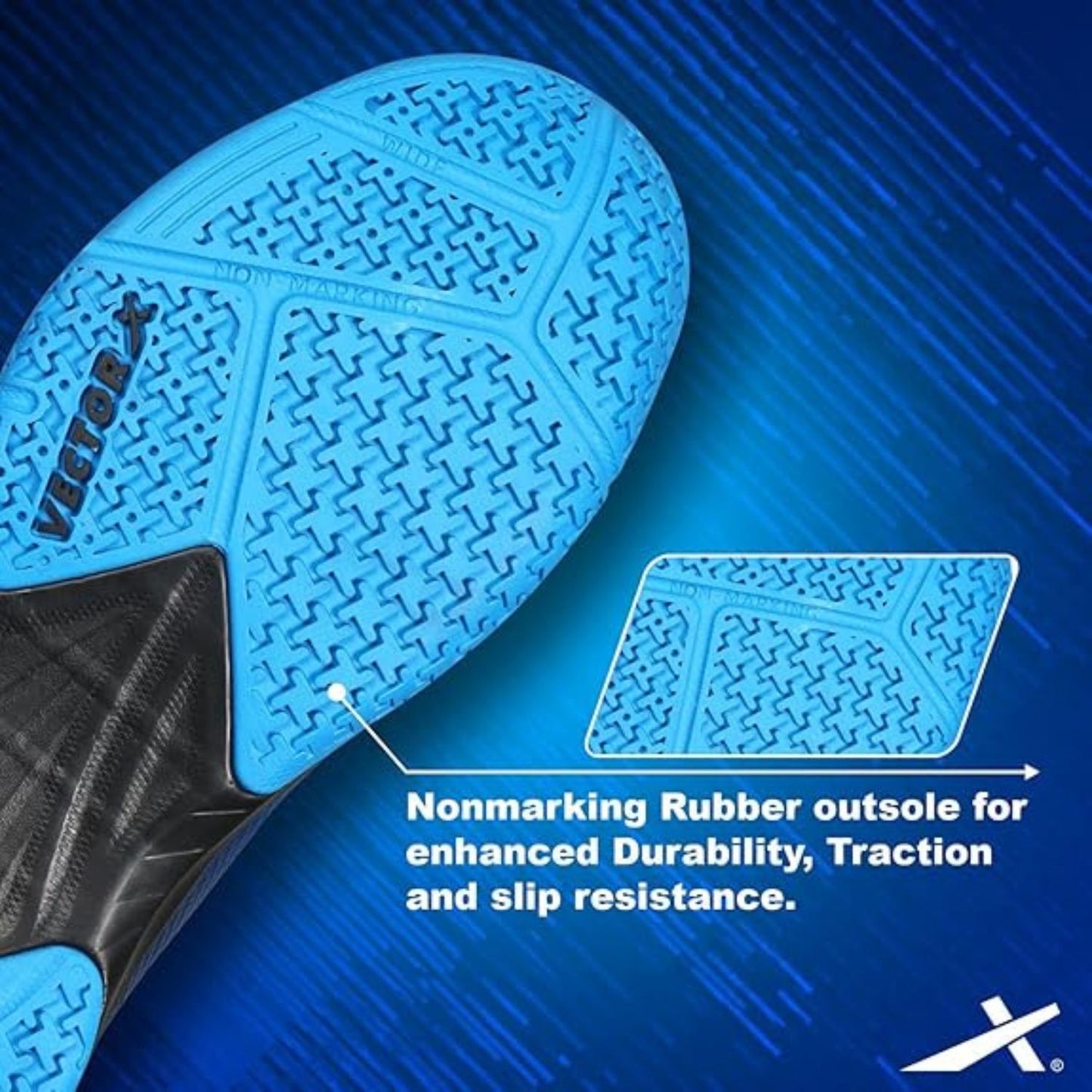 Vector X Mettalica Non-Marking Badminton Shoes | HexaGrip Outsole | Breathable Mesh | Cushioned Midsole | Lightweight Design - Best Price online Prokicksports.com