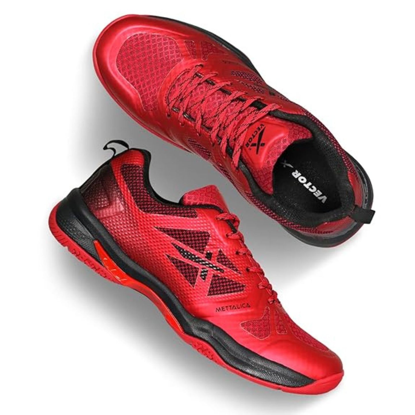 Vector X Mettalica Non-Marking Badminton Shoes | HexaGrip Outsole | Breathable Mesh | Cushioned Midsole | Lightweight Design - Best Price online Prokicksports.com