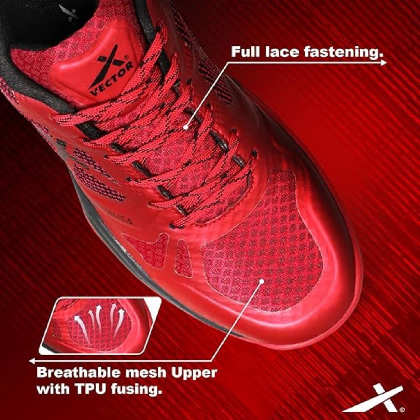 Vector X Mettalica Non-Marking Badminton Shoes | HexaGrip Outsole | Breathable Mesh | Cushioned Midsole | Lightweight Design - Best Price online Prokicksports.com