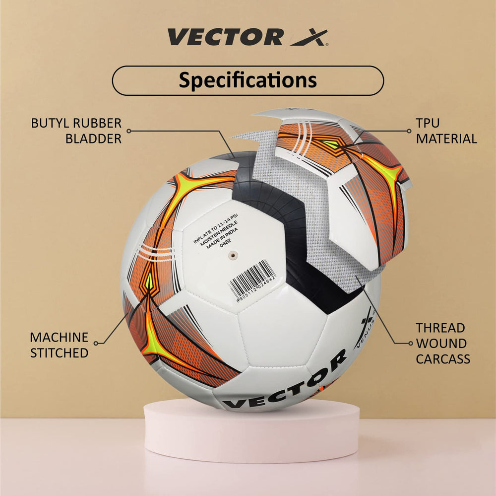Vector X Venus TPU Machine Stitched Football Size 5 | FIFA BASIC Certified Indoor & Outdoor Match & Training Football - Best Price online Prokicksports.com