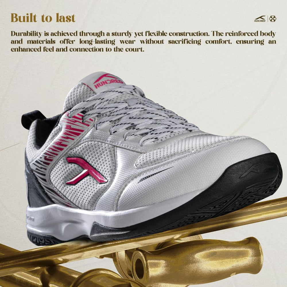 Hundred Court Star Pro Non-Marking Shoes | Multi-Sport Indoor Court Shoes | Lightweight Gum Rubber Sole | For Badminton, Squash, Table Tennis & Volleyball (Men/Women) - Best Price online Prokicksports.com
